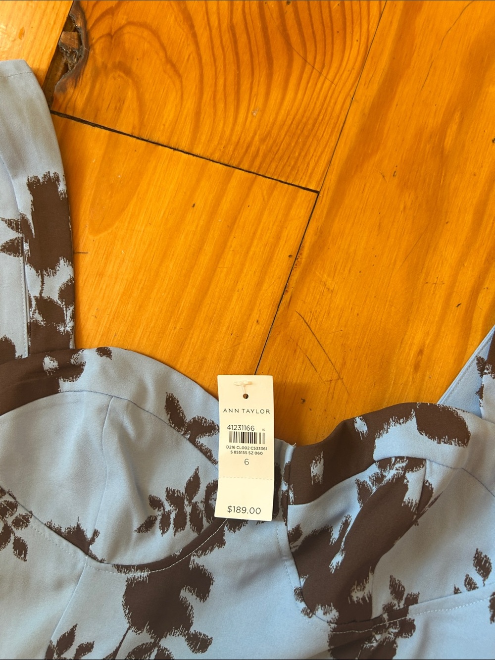 Ann Taylor Light Blue Midi Dress with Brown Floral Print - Picture 3 of 6